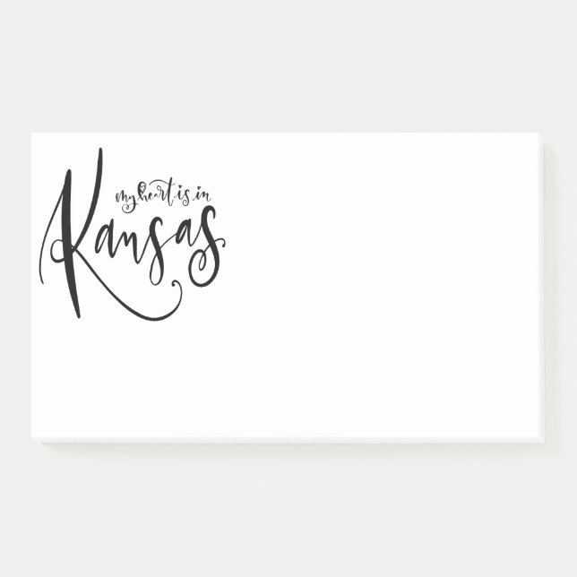 Bloco De Notas Meu coração está no Kansas Jumbo Posta Notas (Frente)