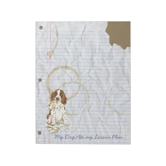 Bloco De Notas Meu Inglês Springer Spaniel Comeu Meu Plano De Liç (Invertido)