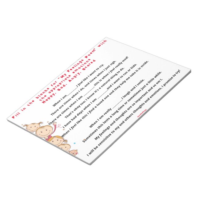 Bloco De Notas Meu poema de sentimentos enche o vazio (Inclinado)