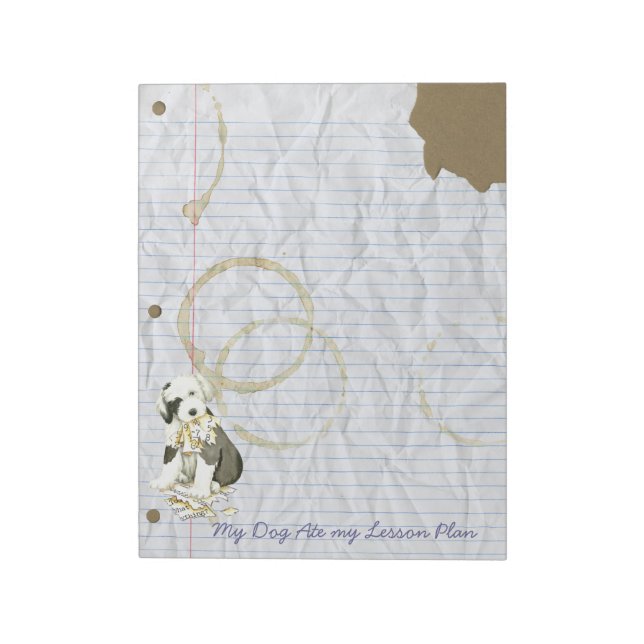 Bloco De Notas Meu velho pastor inglês comeu meu plano de lição (Invertido)