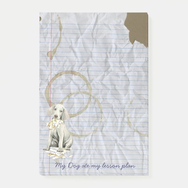 Bloco De Notas Meu Weimaraner comeu meu plano de aula (Frente)