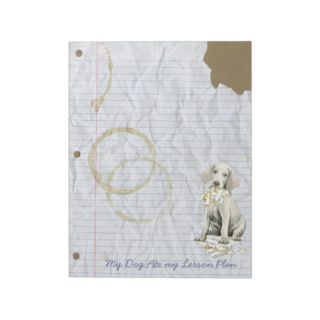 Bloco De Notas Meu Weimaraner Comeu Meu Plano De Lição (Invertido)