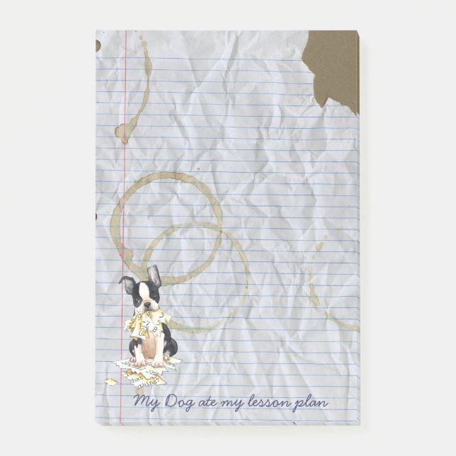 Bloco De Notas Minha Boston Terrier comeu meu plano de aula (Frente)