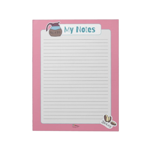 Bloco De Notas Minhas Notas De Café Rosa Não espaçadas (Invertido)