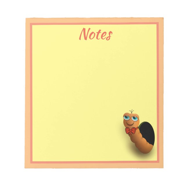 Bloco De Notas Minhoca de Desenho Personalizada (Frente)