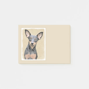 Bloco De Notas Miniatura Pinscher Pintando Bela Arte Original de