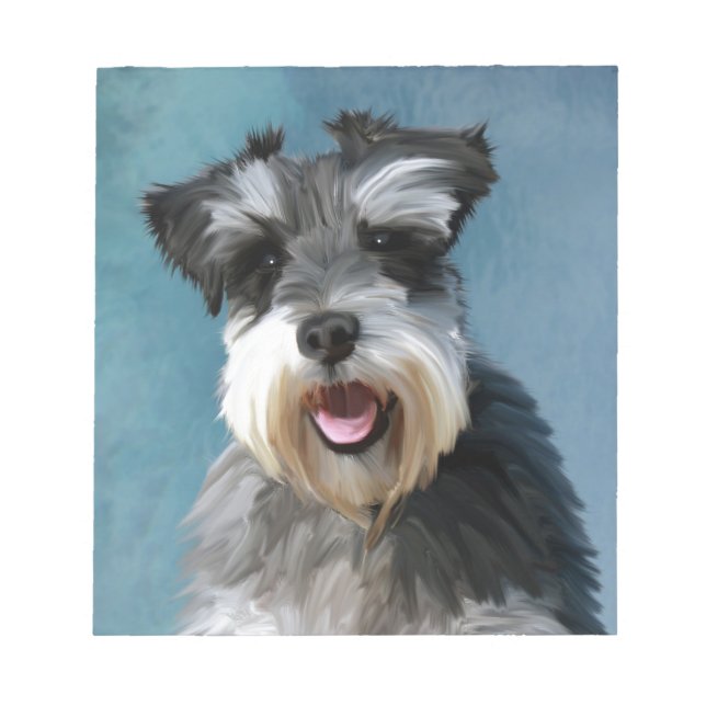 Bloco De Notas Miniatura Schnauzer — Pintura De Cor De Água (Frente)