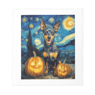 Bloco De Notas Miniature Pinscher Cachorro Fofo Dia das Bruxas Ja