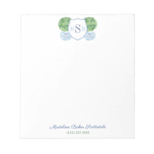 Bloco De Notas Minigrama Clássica Monograma Azul E Verde Jar Ging