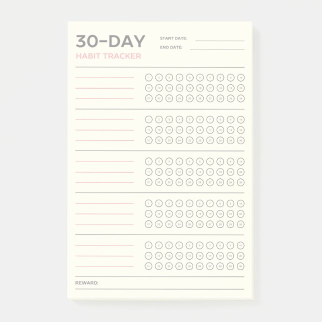 Bloco De Notas Minimal 30 Day Challenge Habit Tracker Design (Frente)
