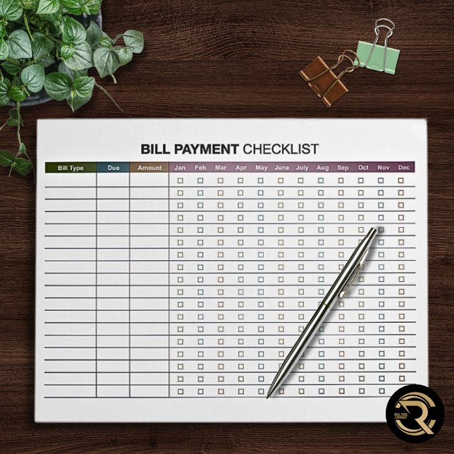 Bloco De Notas Minimal Bill Payment  (Criador carregado)