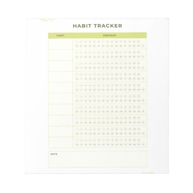 Bloco De Notas Minimal Green Daily Checklist Planner Design (Frente)