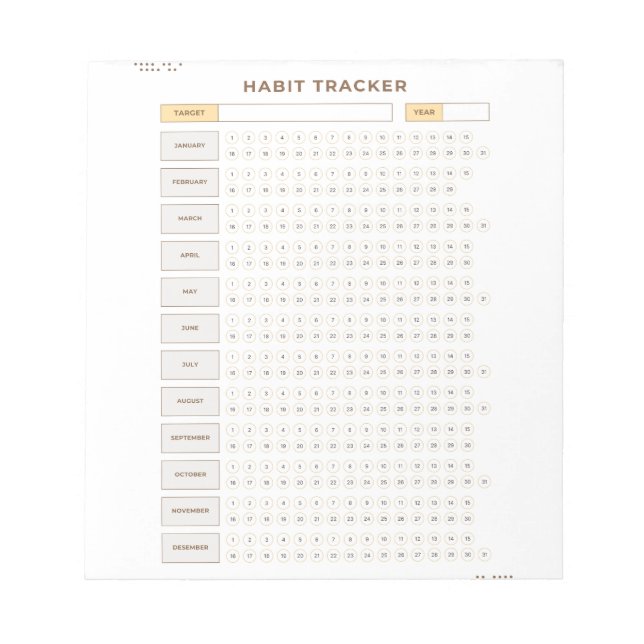 Bloco De Notas Minimal Habit Tracker Beige Grid Design (Frente)