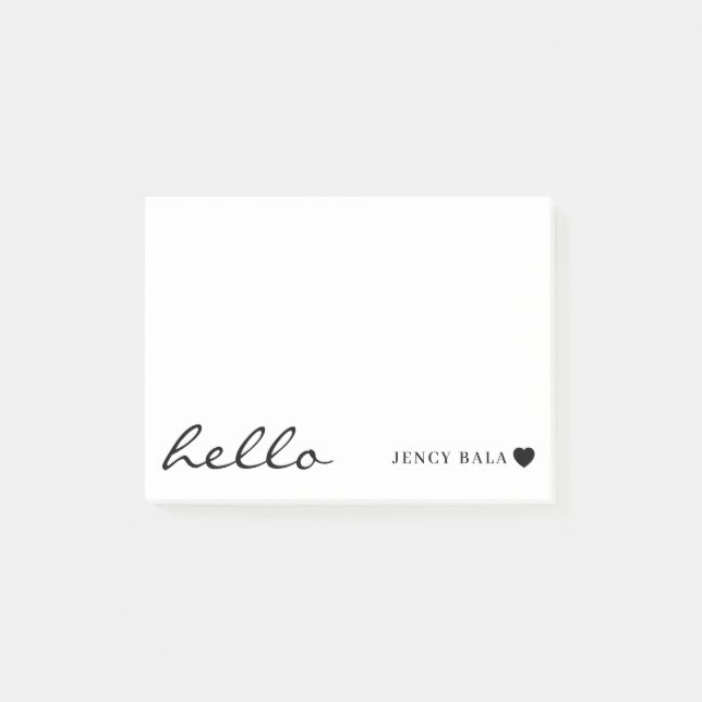 Bloco De Notas Minimal Modern Heart White Design (Frente)