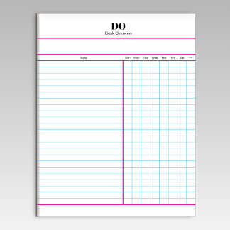 Bloco De Notas Minimal Monogram Initials Weekly Checklist Notepad