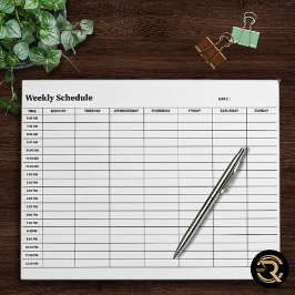 Bloco De Notas Minimal Neutral Weekly Schedule