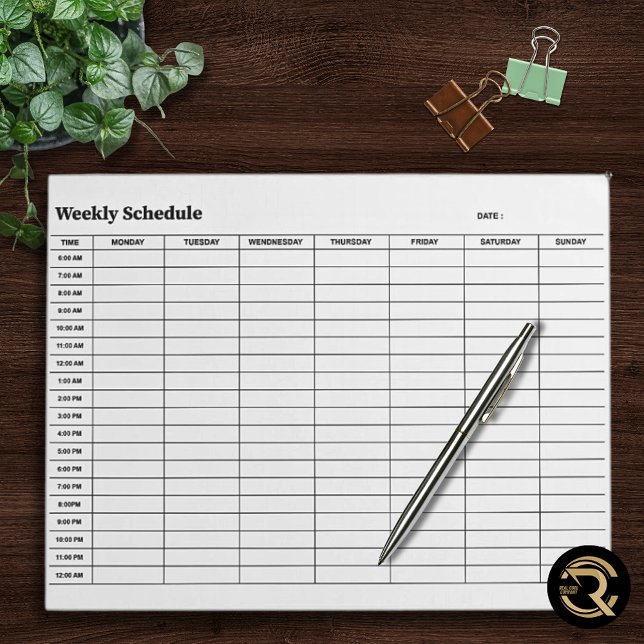 Bloco De Notas Minimal Neutral Weekly Schedule (Criador carregado)
