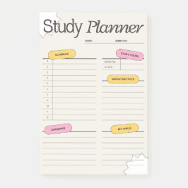 Bloco De Notas Minimal Study Planner With Hourly Schedule