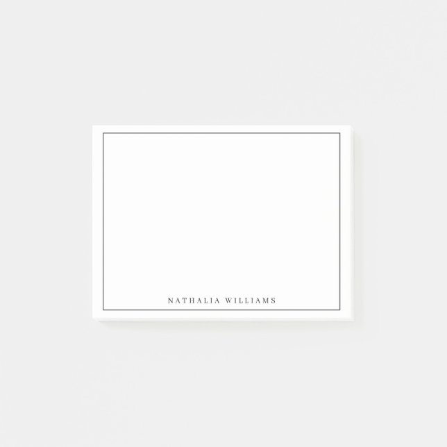 Bloco De Notas Minimalist Basic Personalize Black Stationery (Frente)