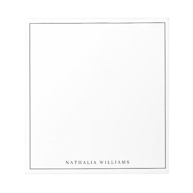 Bloco De Notas Minimalist Basic Personalize Black Stationery (Frente)