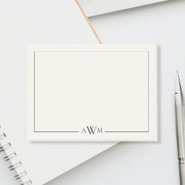Bloco De Notas Minimalist Black and Ivory Three Letter Monogram