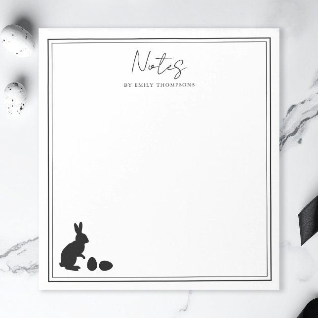 Bloco De Notas Minimalist Bunny And Eggs In Black Modern Easter (Criador carregado)