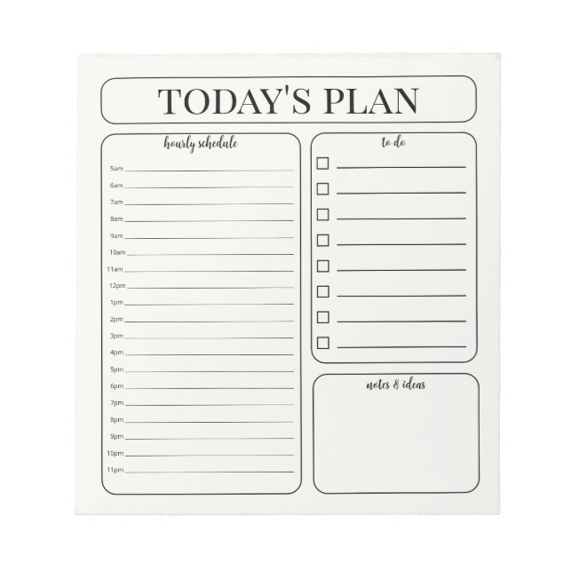 Bloco De Notas Minimalist Daily Planner Notepad | Hourly To Do (Frente)