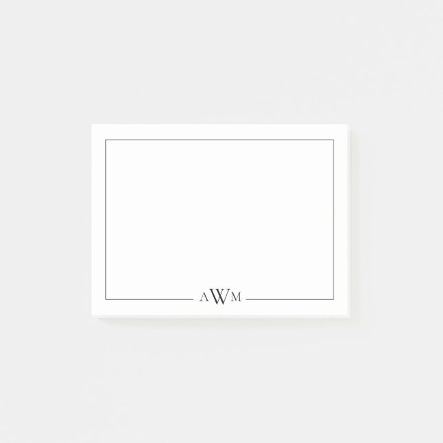 Bloco De Notas Minimalist Three Letter Monogram (Frente)