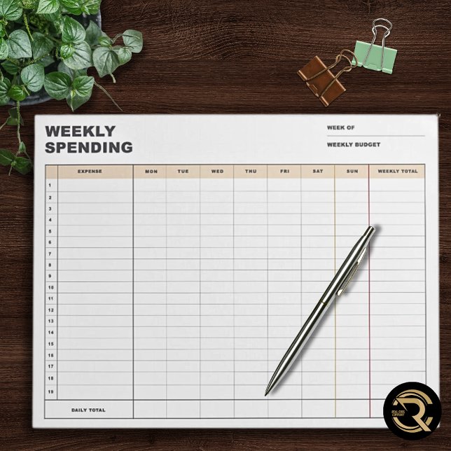 Bloco De Notas Minimalist Weekly Spending Tracker (Criador carregado)