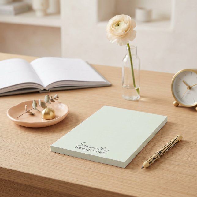 Bloco de Notas Minimalista Feminino | Poeira de Sa (Feminine Minimalist Notepad | Dusty Sage)
