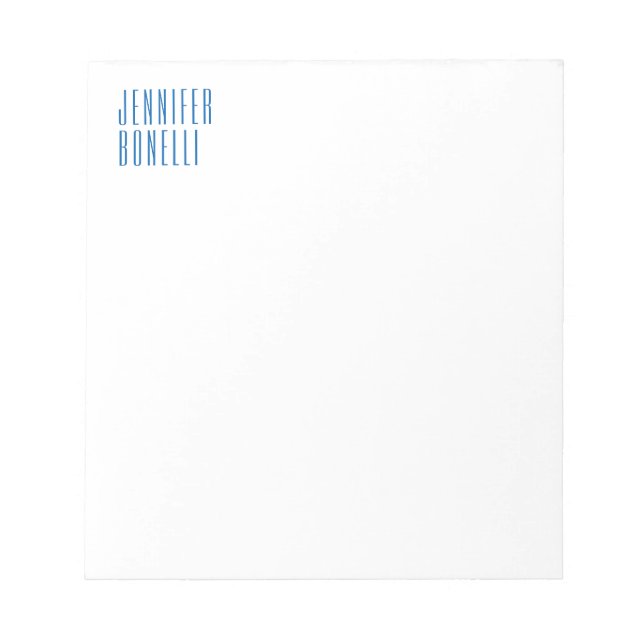 Bloco De Notas Minimalista moderno azul branco profissional (Frente)