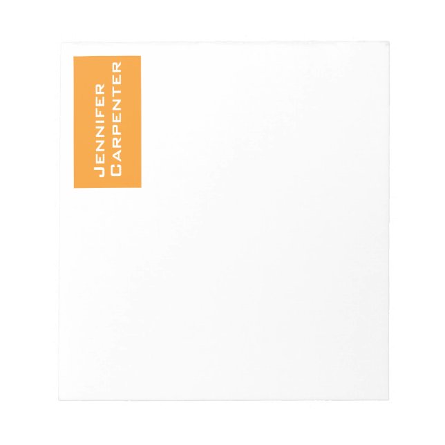 Bloco De Notas Minimalista moderno profissional laranja branco (Frente)