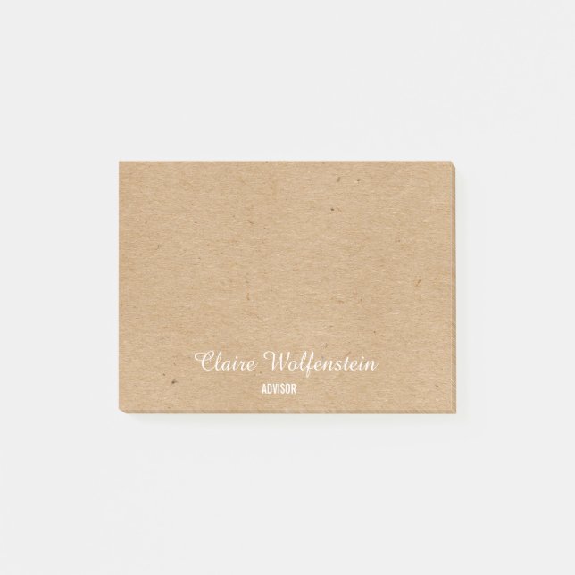 Bloco De Notas Minimalista Rústica Kraft Script Personalizada (Frente)