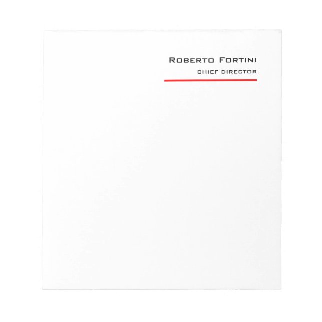 Bloco De Notas Minimalista Simples Vermelho Branco Moderno (Frente)