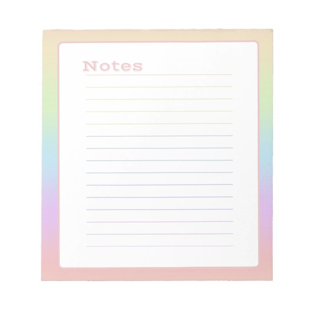 Bloco De Notas Minimalistic Pastel Rainbow (Frente)