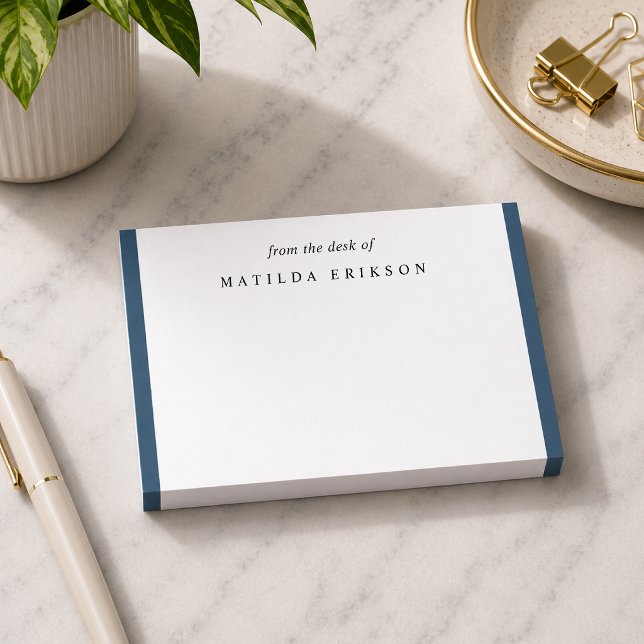 Bloco De Notas Mínimo Chic Elegante Notas Adesivas Azul Marinho (From the desk of stationery sticky notes for coworkers, teachers, solopreneurs, and writers.)