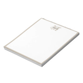 Bloco De Notas Mínimo do Monograma Moderno de Beige Russo Chic