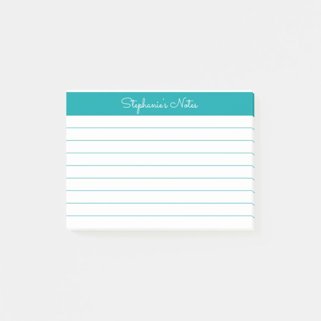 Bloco De Notas Mínimo Elegante Ligado a Teal Personalizado (Frente)