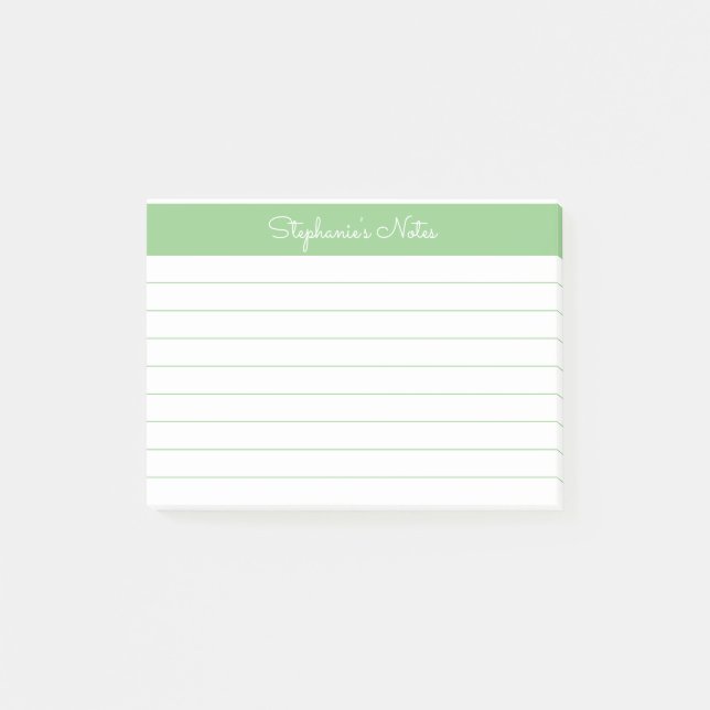 Bloco De Notas Mínimo Elegante Verde Vinculado Personalizado (Frente)