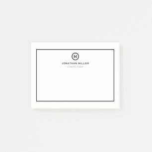 Bloco De Notas Mínimo preto branco monongramado