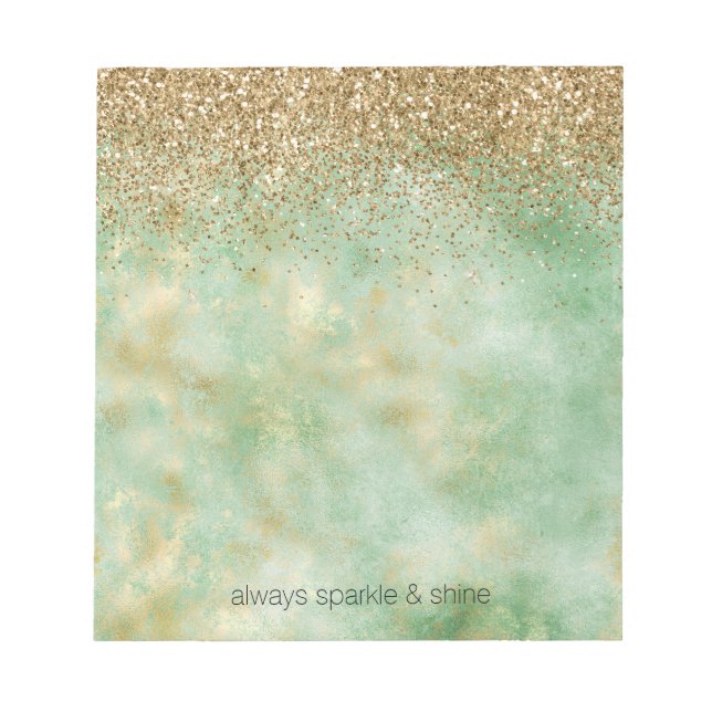 Bloco De Notas Mint Dourado Glitter (Frente)