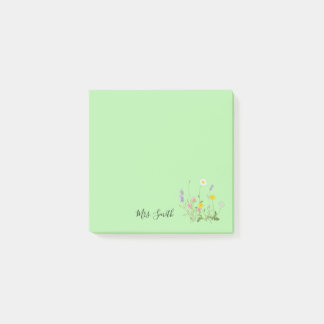 Bloco De Notas Mint Floral Monograma Personalizado