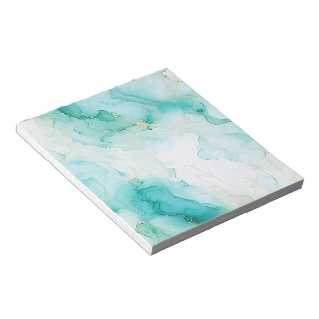 Bloco De Notas Mint Green Dourado Marble (Inclinado)