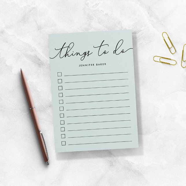 Bloco De Notas Mint Mand Lettered Things to Do (Criador carregado)