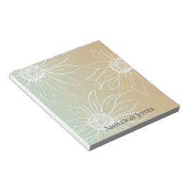 Bloco De Notas Mint Peach White Daisies Floral