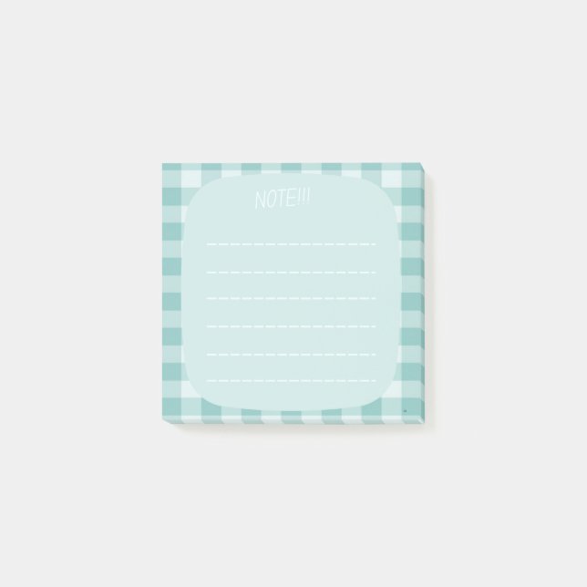 Bloco De Notas Mint Plaid Note Design (Frente)