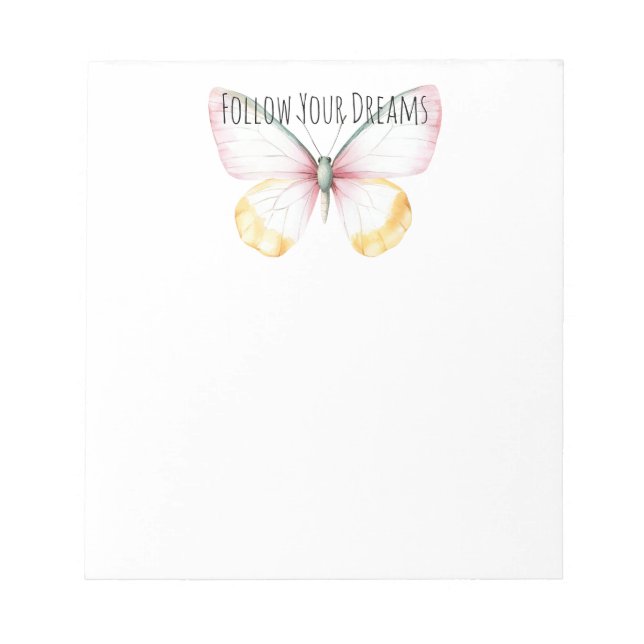 Bloco De Notas Mint White Yellow Pink Teal Butterfly (Frente)
