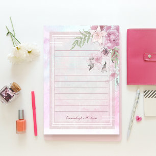 Bloco De Notas Mística Feminina Floral Rosa, Personalizada