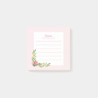 Bloco De Notas Mitzvah Floral Cor-de-rosa Nota: 3x3 Pad Pad Posta