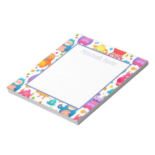 Bloco De Notas Mitzvah Nota Monstros Boys Notepad (Invertido)